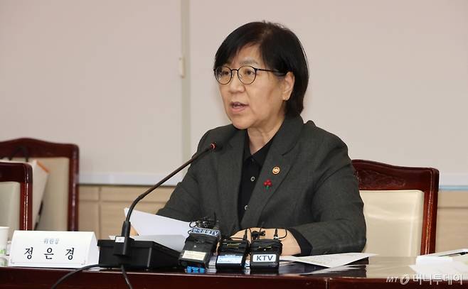 [서울=뉴시스] 김선웅 기자 = 정은경 보건복지부 장관(국민연금기금운용위원장)이 26일 서울 종로구 정부서울청사에서 열린 2026년도 제1차 국민연금기금운용위원회에서 모두발언을 하고 있다. 2026.01.26. mangusta@newsis.com /사진=김선웅
