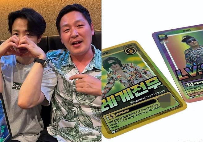 ‘손풍 챌린지’ 사진(왼), 김풍 포토 카드 굿즈. 사진|김풍 SNS(왼), 김풍 팬 최모 씨 제공