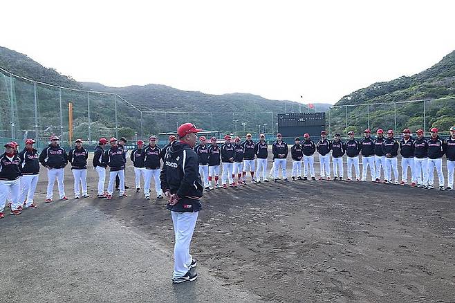 26일 아마미오시마에서 훈련 중인 KIA타이거즈 선수단. KIA구단 제공