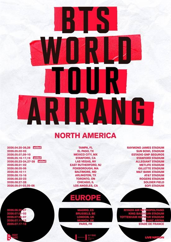 BTS, 고양 이어 북미·유럽까지…스타디움급 공연 전석 완판