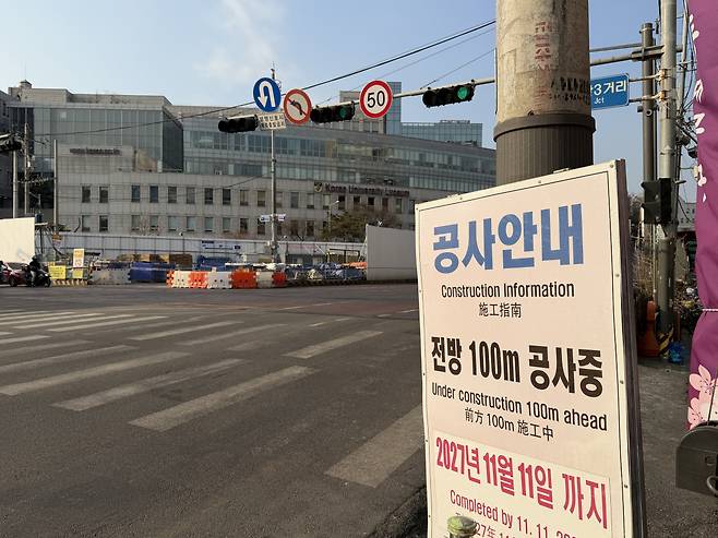 서울 6호선 고려대역 인근에서 동북선 공사가 진행 중이다.(조유정 기자 youjung@)