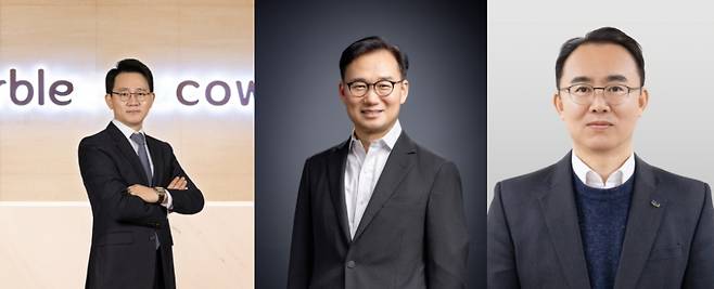 (왼쪽부터) 방준혁 코웨이 의장, 안무인 SK인텔릭스 대표, 지기원 청호나이스 대표.[사진=각 사]