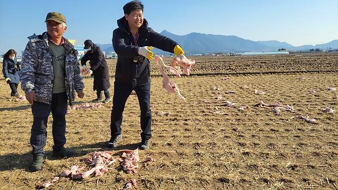 경남 고성 독수리식당. 한국에 오는 독수리 종은 동물 사체만 먹는다. 산업화 이후 먹이원이 사라져 겨울이면 이들의 먹이를 챙겨주는 독수리식당이다. (사진 자연의벗)/뉴스펭귄