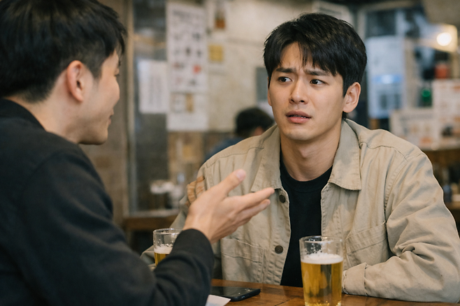 일본은 한국과는 '급'이 다르다고 주장하는 친구 말에 당혹감을 느낀 상황을 AI를 이용해 이미지로 생성. /사진=챗GPT