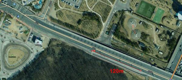 충훈대교 접속도로 우측 보강토옹벽 구간(일직동 546번지 일원) 위치도. 광명시 제공