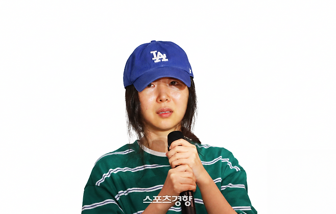 경영권 탈취 의혹 관련 기자회견을 연 민희진 어도어 대표. 경향신문 자료사진