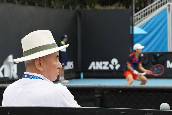 김시윤의 경기를 지켜본 주원홍 대한테니스협회장