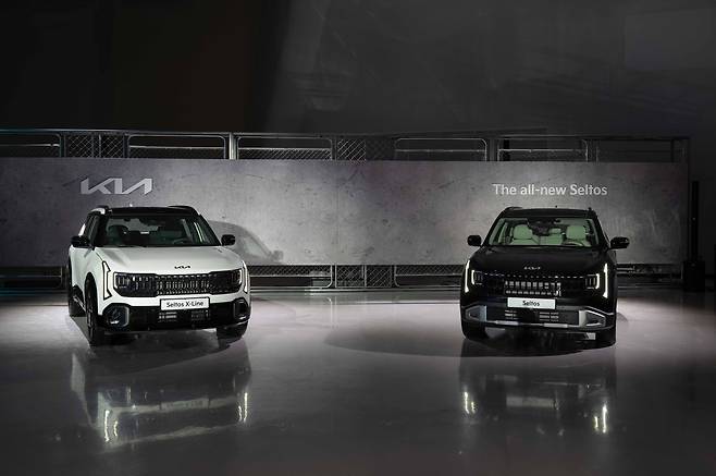 디 올 뉴 셀토스 신차발표회에 전시되어 있는 차량 이미지. /기아 제공