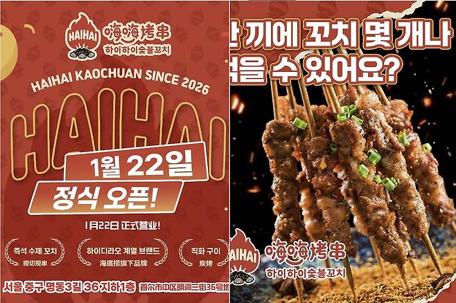하이하이숯불꼬치의 한국 인스타그램 계정. 사진 하이하이숯불꼬치 소셜미디어(SNS) 캡처
