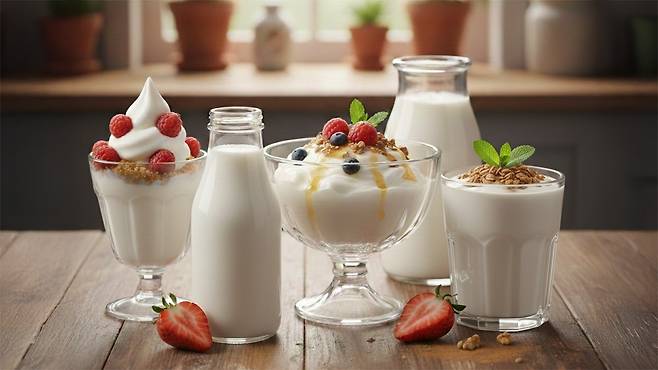 요거트를 매일 섭취하면 장 건강 개선 외에도 혈압·염증 감소 등 다양한 효과를 볼 수 있다｜출처: Gemini 생성