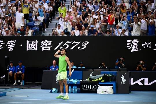 승리의 기쁨 만끽하는 알카라스. 사진[EPA=연합뉴스]