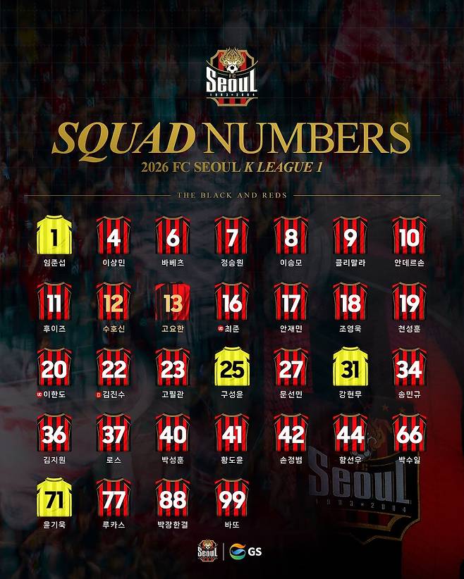 FC서울 2026시즌 등번호. /사진=FC서울 제공
