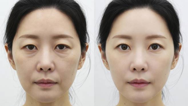 보톡스와 필러를 통한 ‘지형학적’ 구조 조정의 예. 패인 부위의 그림자를 지우는 것만으로도 전체적인 윤곽선이 부드러워지고 리프팅 효과가 나타난다. 대중이 느끼는 “사람이 달라 보인다”는 인상은 이 같은 미세한 명암의 차이에서 시작된다. 사진 = 게티이미지뱅크