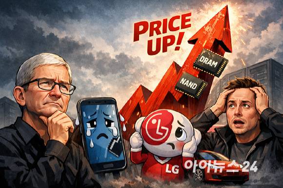 메모리 가격 상승에 고심하는 완성품 업계의 모습을 그린 그림. [사진=챗GPT]