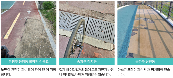 제대로 관리되지 않은 노면.[서울환경연합 시민리포트2025 갈무리]