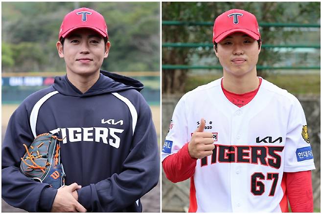 KIA 타이거즈에 올해 새로 합류한 이태양(왼쪽)과 홍민규. 사진제공=KIA 타이거즈