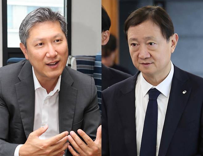 노재헌 주중대사(왼쪽)와 이찬진 금감원장.