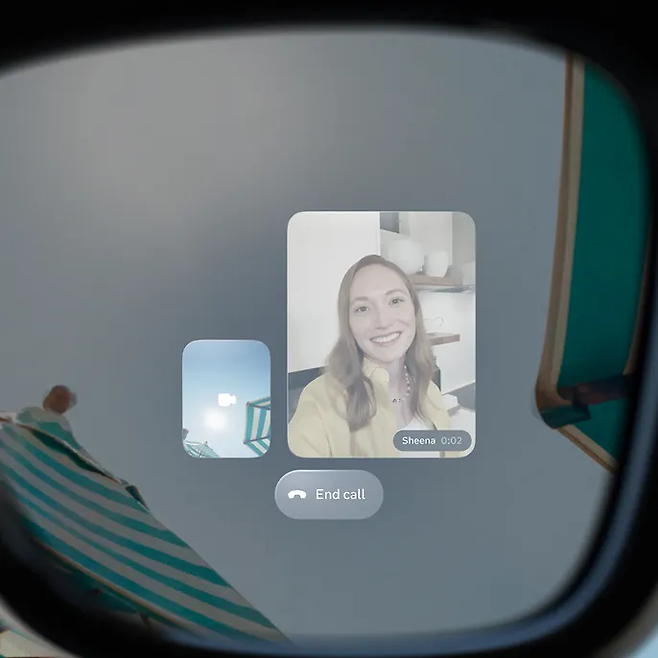 메타 레이밴 디스플레이 AI 안경을 착용하면 마치 상태창처럼  내 눈 앞에만 보이는 디스플레이가 하나 생기게됩니다. <메타>