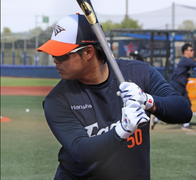 호주 멜버른 캠프의 한화 강백호. 한화 이글스 제공