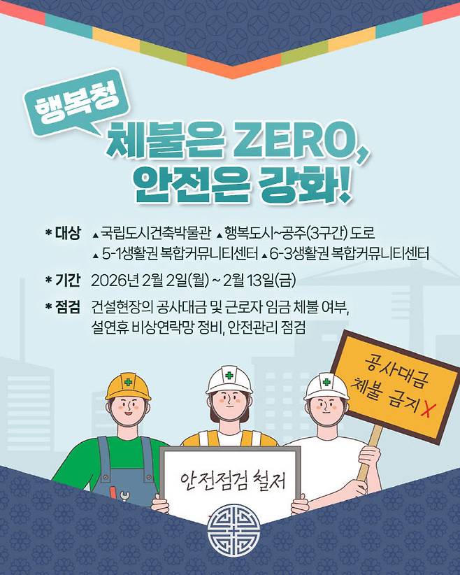 행정중심복합도시건설청 설 대비 체불 점검 관련 이미지. 행복청 제공