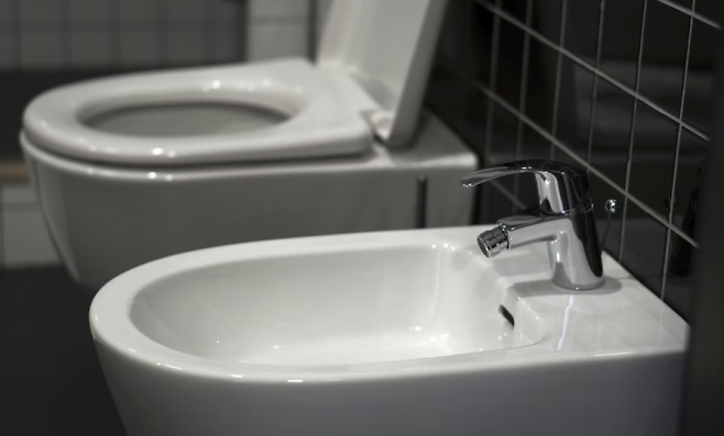 변기와 분리된 독립형 비데. 언스플래쉬