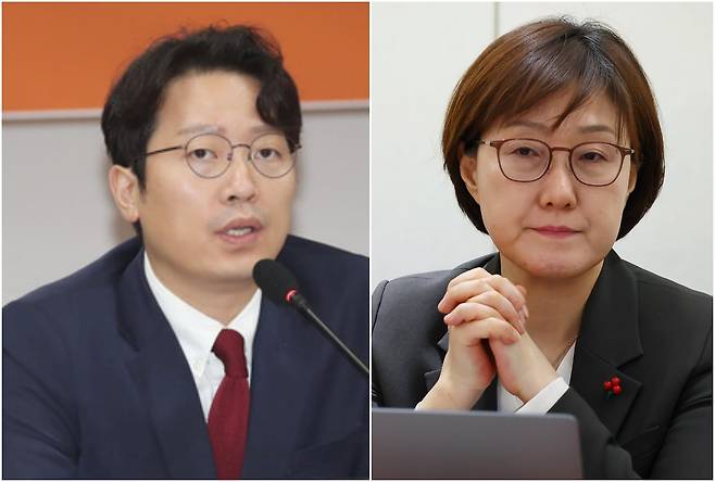 이기인 개혁신당 사무총장(왼쪽)과 김현지 청와대 제 1 부속실장/뉴스1