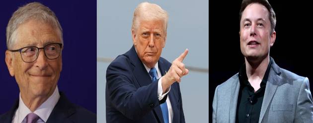 왼쪽부터 빌 게이츠, 트럼프 대통령, 일론 머스크 CEO. [사진=연합뉴스]