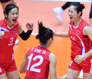 2023년 항조우 아시안게임에서 북한 여자배구 경기 모습