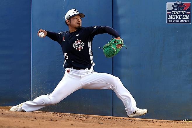 ▲ 캠프에서 쾌조의 페이스를 이어 가며 두산 코칭스태프의 호평을 모으고 있는 타무라 이치로 ⓒ두산베어스