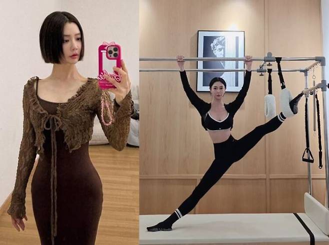 클라라가 필라테스를 하고 있다. 사진=클라라 SNS