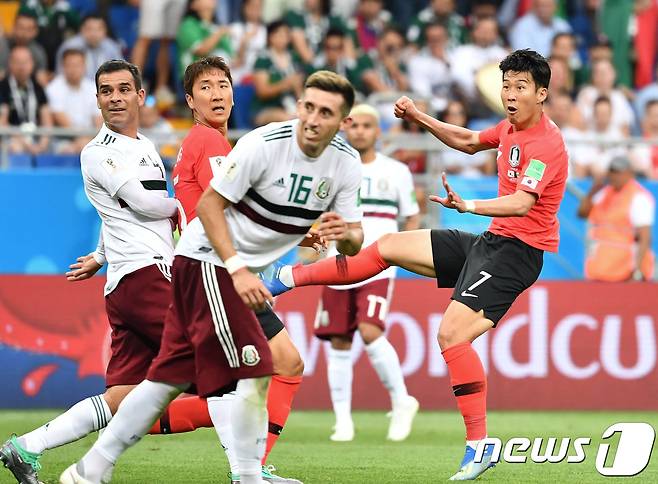 한국과 멕시코의 2018 러시아 월드컵 경기 모습2018.6.24/뉴스1 ⓒ News1 오대일 기자