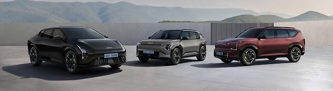 왼쪽부터 EV4 GT·EV3 GT·EV5 GT 외관 모습. 기아 제공