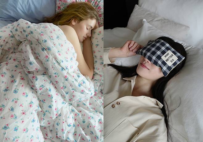 프람 ‘벨가든 차렵이불’ 제품(왼쪽)과 웨이베러시스 ‘아이필로우. [사진=29CM]