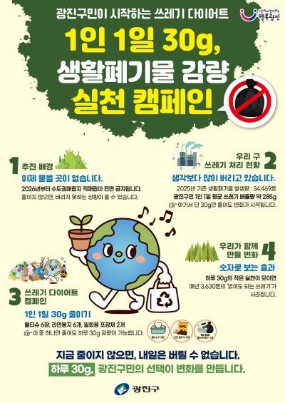 생활폐기물 감량 캠페인 홍보물. 광진구 제공