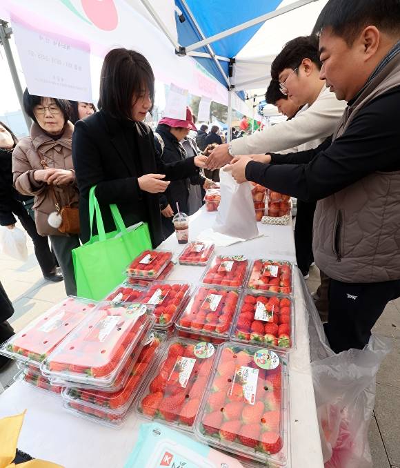 임실 농특산물 직거래장터가 열리고 있다. [사진=임실군 ]