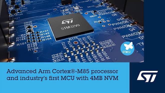 ST마이크로일렉트로닉스가 지난해 11월 출시한 STM32V8 마이크로컨트롤러, 스페이스X는 Arm 코텍스-M85코어를 탑재한 해당 제품을 스타링크 위성의 소형 레이저 시스템 연결 용도로 사용하기로 했다 / 출처=ST마이크로일렉트로닉스