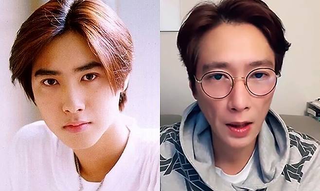 26년 전 ‘비주얼 담당’이었던 젝스키스 시절(왼쪽)과 최근 수척해진 모습으로 나타난 고지용. 팬들은 그의 갑작스러운 변화에 우려를 표하고 있다. 세계일보 자료사진, 고지용 SNS
