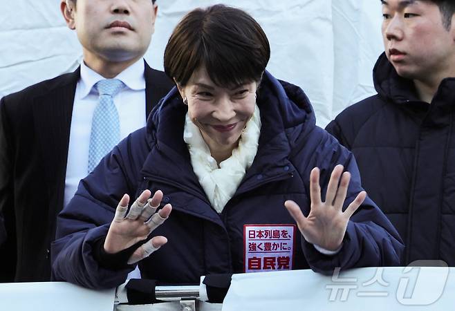 다카이치 사나에 일본 총리가 지난 3일 사이타마현 도코로자와에서 열린 조기총선 유세에 참석했다. 2026.2.3 ⓒ 로이터=뉴스1