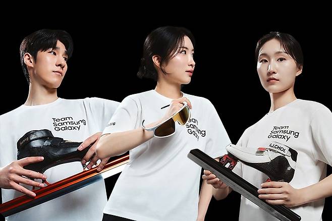 삼성전자의 '갤럭시 수면 개선 프로젝트'에 참여하는 2026 동계올림픽 국가대표 선수들. 왼쪽부터 모두 쇼트트랙 부문의 황대헌 선수, 김길리 선수, 최민정 선수. 사진 삼성전자