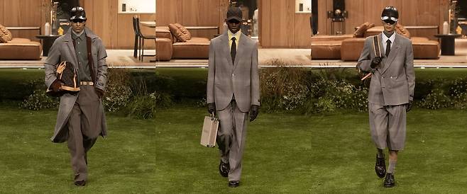 루이 비통은 고전적인 하운드투스, 헤링본, 체크무늬 패턴에 기능을 더한 새로운 원단 '타임리스 텍스타일'을 선보였다. 사진 루이 비통