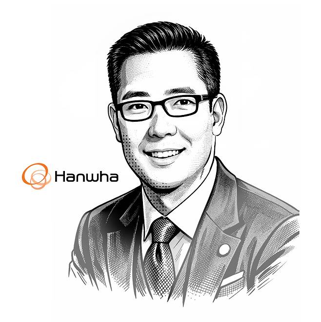 Kim Dong-seon, the youngest son of Hanwha Group Chair Kim Seung-youn, oversees the conglomerate’s technology and lifestyle affiliates under Hanwha Machinery & Service Holdings. (Image created by Park Ji-young/The Korea Herald)