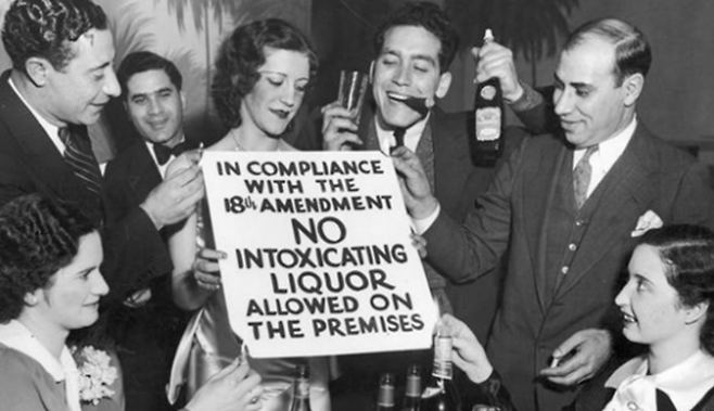 1920년대 미국에서 내려진 금주령.