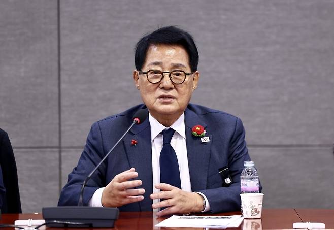 박지원 더불어민주당 의원이 27일 오후 서울 여의도 국회 의원회관에서 열린 북한이탈주민특별위원회 출범식에서 발언하고 있다. 2026.01.27. 뉴시스