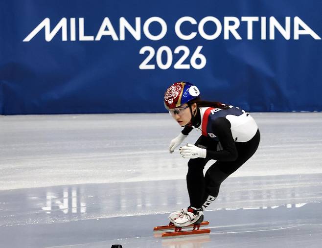 한국 쇼트트랙 대표팀의 혼성 계주 1번 주자로 낙점된 ‘쇼트트랙 여왕’ 최민정. 밀라노=뉴시스.