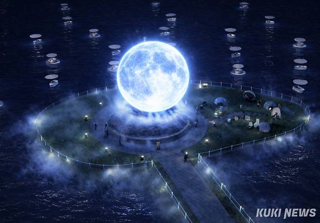 강릉시가 9일 강릉시청 8층 상황실에서 국내 최대 규모인 지름 10m LED달조형물을 활용한 ‘달빛아트쇼’ 사업의 착수보고회를 개최, 사업의 본격적인 추진에 들어갔다. 달빛아트 조감도. 강릉시 제공