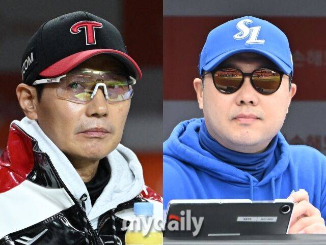 LG 트윈스 염경엽 감독과 삼성 라이온즈 박진만 감독(왼쪽부터)./마이데일리