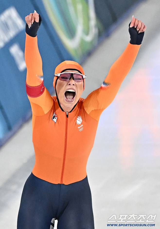 9일 이탈리아 밀라노 스피드스케이팅 스타디움에서 밀라노동계올림픽 스피드스케이팅 여자 1000m 경기가 열렸다. 금메달 확정 후 포효하는 유타 레이르담. 밀라노(이탈리아)=송정헌 기자songs@sportschosun.com/2026.02.09/