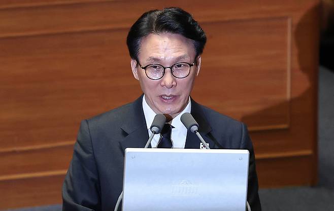 김민석 국무총리와 국무위원들이 9일 국회 본회의에서 열린 정치ㆍ외교ㆍ통일ㆍ안보 분야 대정부질문에서 의원들 질의에 답하고 있다. 임현동 기자