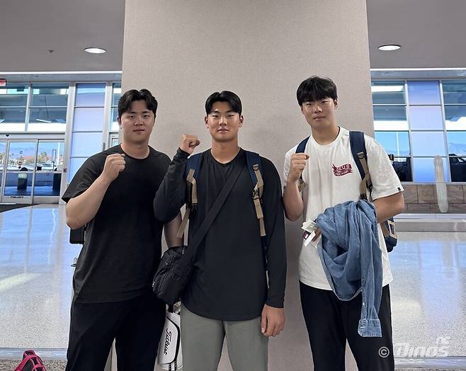 ▲ 2026 WBC 대표팀 합류를 위해 한국으로 돌아오는 김형준(좌), 김주원(중), 김영규(우) ⓒNC 다이노스