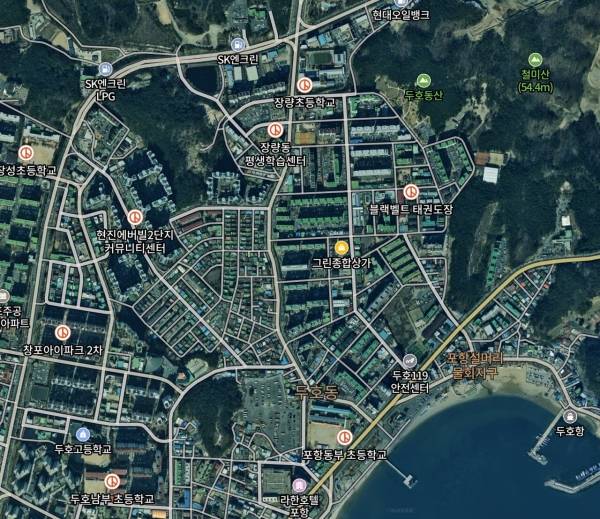 경북 포항시 장성동 재개발 지역 위성지도. 사진=네이버 위성지도